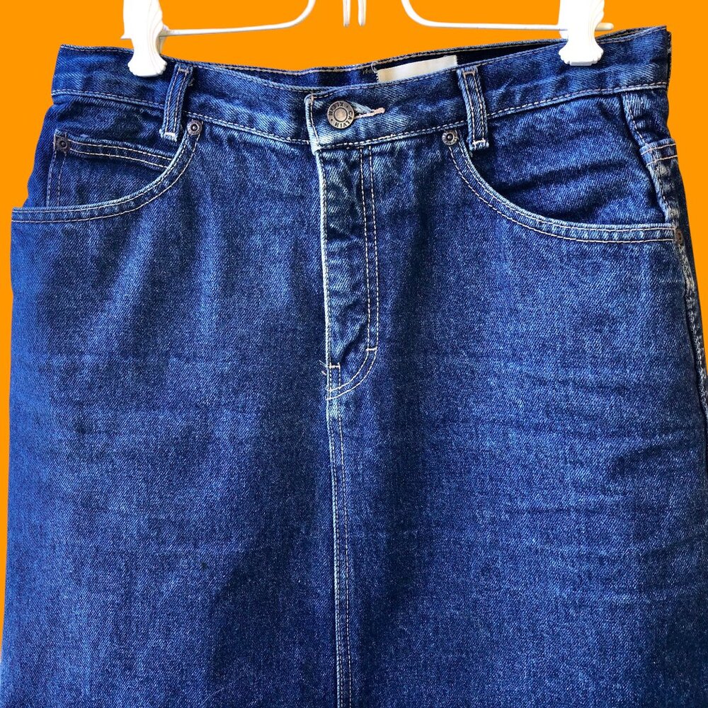 CALVIN KLEIN Vintage 80's Blue Denim Jean Skirt Made in USA - Picture 8 of 11